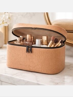 French Connection Arla Crocodile Train Case Latte By French Connection NWT